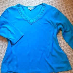 Beautiful V-Neck Turquoise Top XL